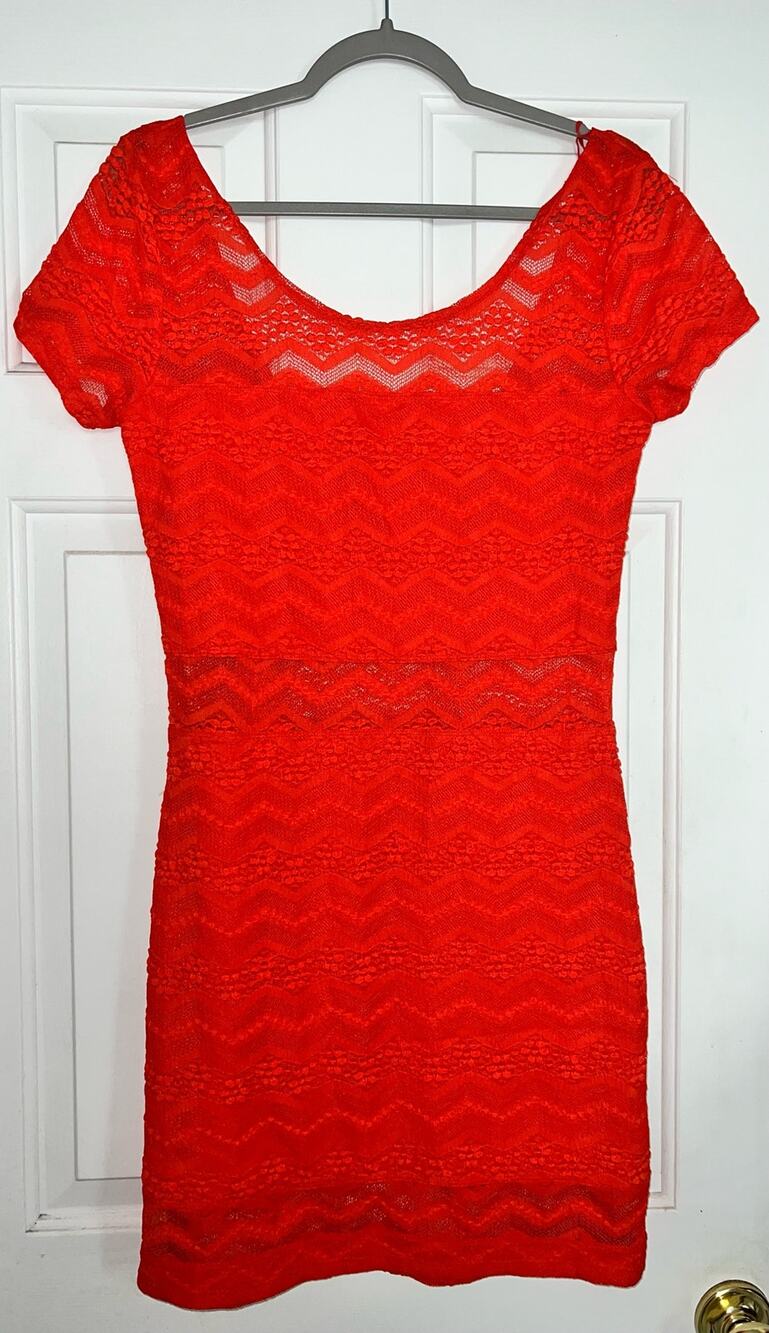 Free People coral body con lace dress - OE4